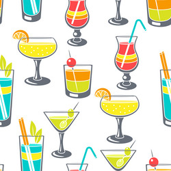 seamless pattern with cocktails in glass vector image