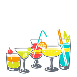 Background with cocktails in glass alcoholic vector