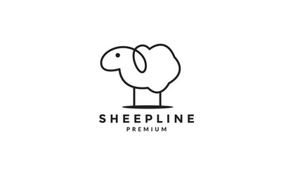 cute line art sheep logo symbol icon design vector image