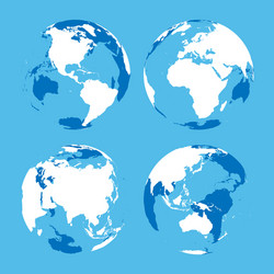 set of transparent earth globes with blue vector image