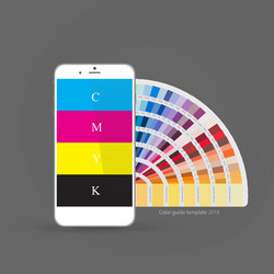 smartphone with cmyk color palette guide concept vector image