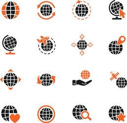 Globes icon set vector