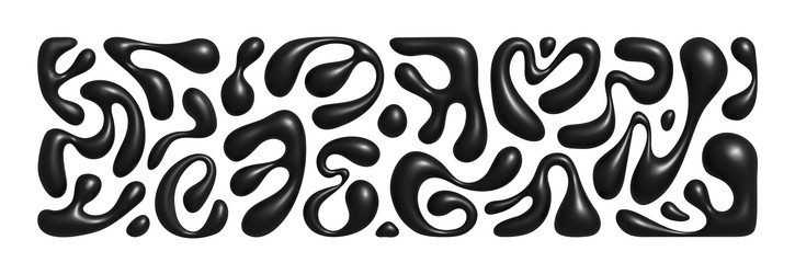 liquid 3d abstract organic blob shapes set wavy vector image