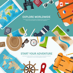 travel and tourism flat style world earth map vector image