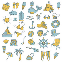 Summer icons color vector