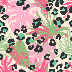 abstract tropical leaves grunge leopard vector image