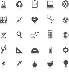 science icons with reflect on white background vector image