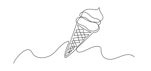 ice cream one continuous line hand vector image