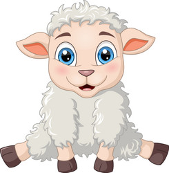 Cute baby sheep cartoon sitting vector