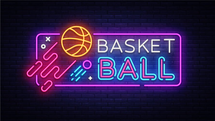 basketball neon sign design vector image