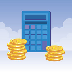 calculator math with coins money vector