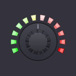 black round knob button with red and green scale vector image