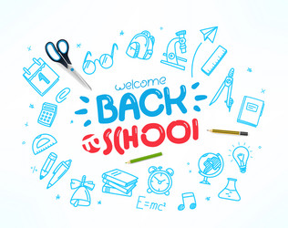 back to school concept with doodle elements vector image