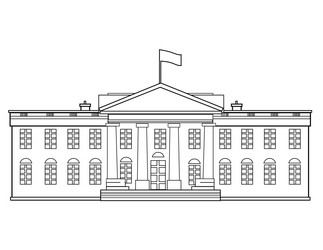 line drawing of the white house front view black vector image