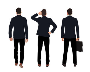 set of business man character standing rear view vector image