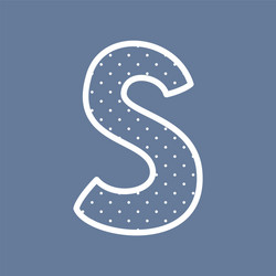 s alphabet letter with white polka dots on blue vector image