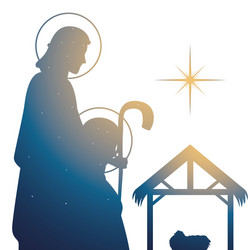 nativity gradient silhouette mary and joseph vector image