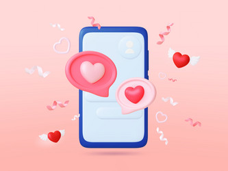 online chatting 3d concept romantic messages vector image