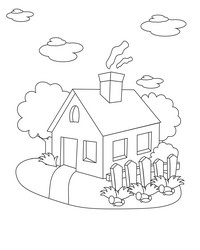 easy simple house coloring page modern art vector image