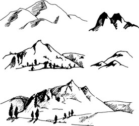 Hand drawn sketch of abstract mountain vector