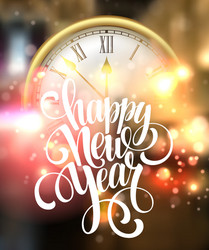 2016 happy new year background with clock vector image