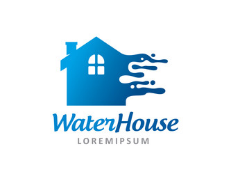 house and water logo symbol or icon template vector image