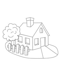 Easy simple house coloring page modern art vector