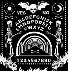 ouija board with skeletons occultism set vector image