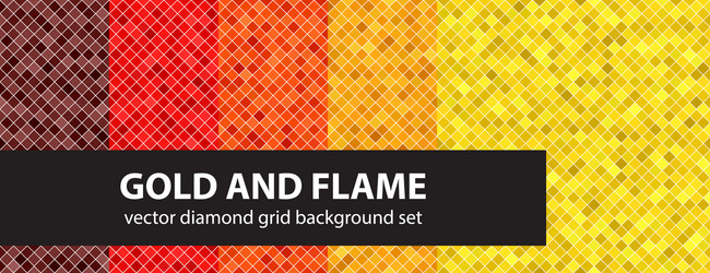 diamond pattern set gold and flame seamless vector image