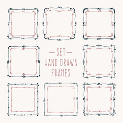 set hand drawn line border vector image