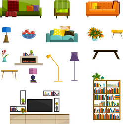 collection of modern flat furniture icon vector image