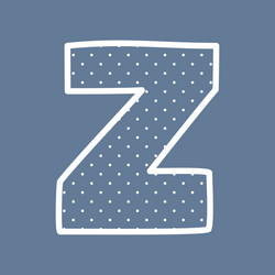 z alphabet letter with white polka dots on blue vector image