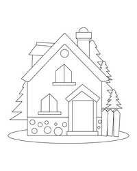 Easy simple house coloring page modern art vector