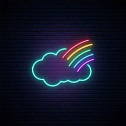 rainbow and cloud neon signboard bright light vector image