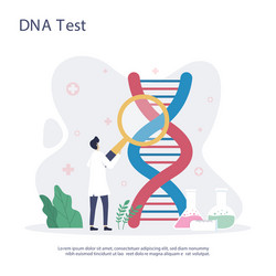 Dna test concept with doctor character in flat vector