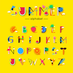 creative summer font and alphabet vector image