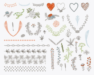 big set of floral graphic design elements vector image