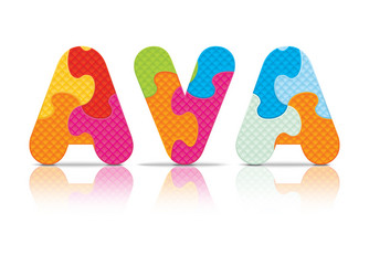 ava written with alphabet puzzle vector image