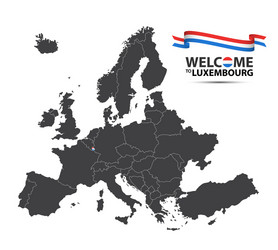 Map of europe with the state luxembourg vector