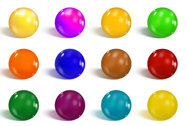 Collection of colorful glossy spheres isolated vector