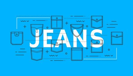 jeans denim and jacket clothing pockets icons vector image