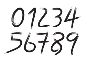 black numbers 0-9 written number set vector image