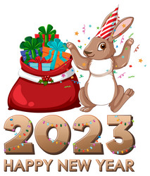 happy new year text with cute rabbit for banner vector image