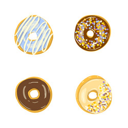 Set four color donuts isolated vector