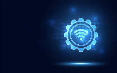 futuristic blue wireless connection abstract vector image