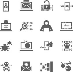 hacker attack icons vector image