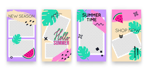 trendy tropic editable set templates vector image