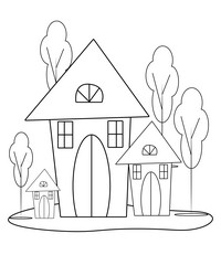 easy simple house coloring page modern art vector image