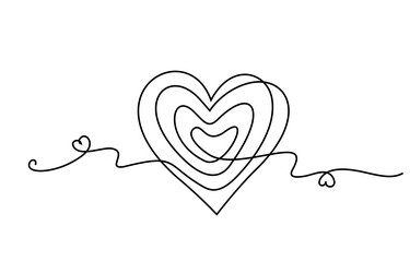 valentines day card heart scribble drawing vector image