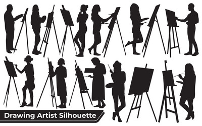 drawing artist silhouette vector